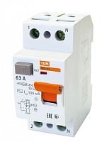 Выключатель дифференциальный (УЗО) ВД1-63 2п 63А 100мА тип AC | код. SQ0203-0017 | TDM